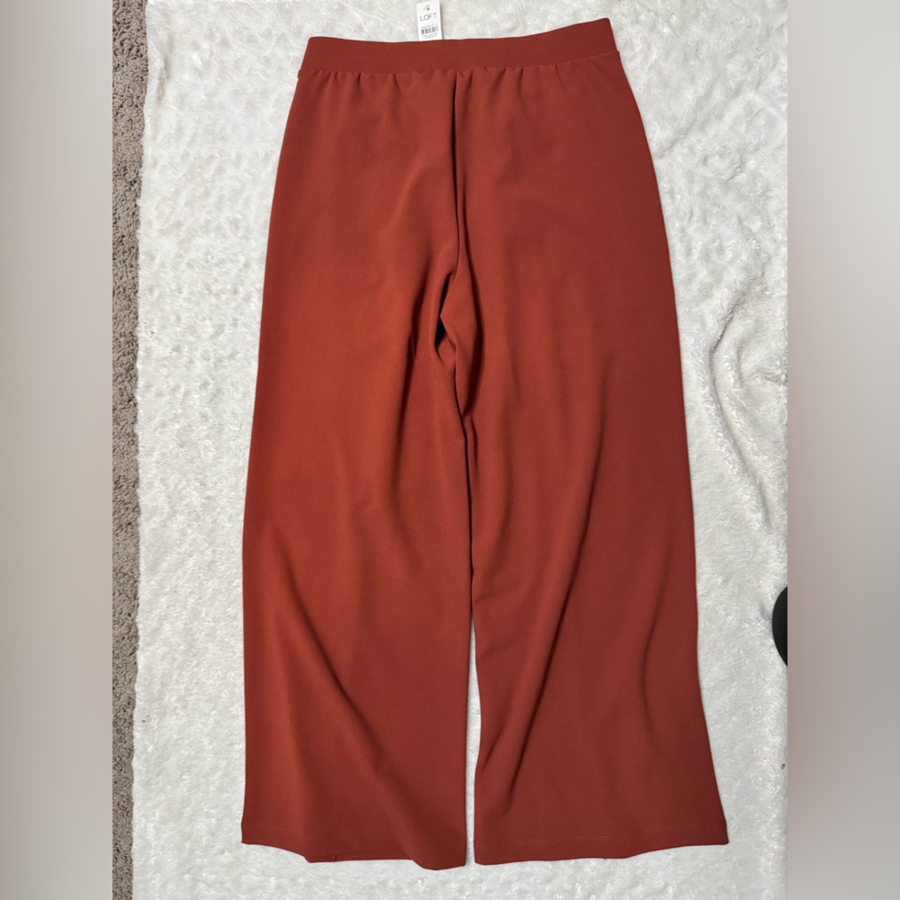 NWT- LOFT Terracotta Wide-Leg Pull On Pants - Picture 3 of 10